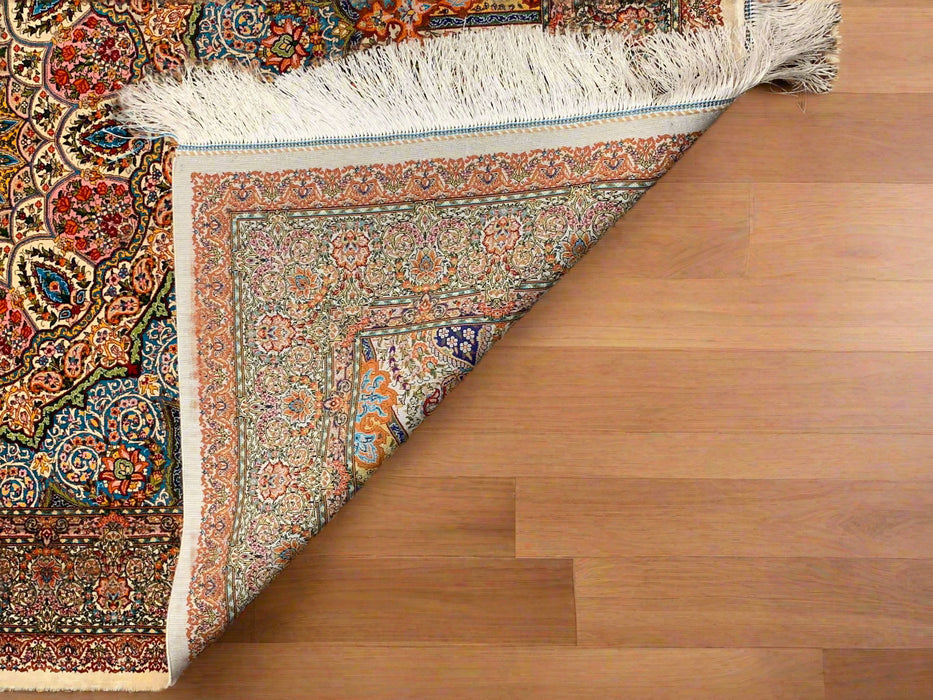 Exquisite 100% Silk Persian Design Rug – Elegant and Luxurious, size 4" x 6" (H)