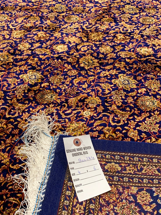 Exquisite 100% Silk Persian Design Rug – Elegant and Luxurious, size 4" x 6" (H)