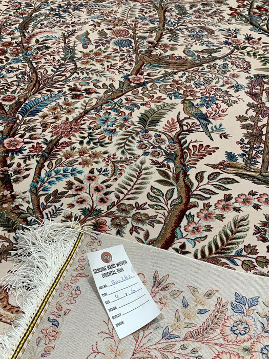 Exquisite 100% Silk Persian Design Rug – Elegant and Luxurious, size  4" x 6" (H)