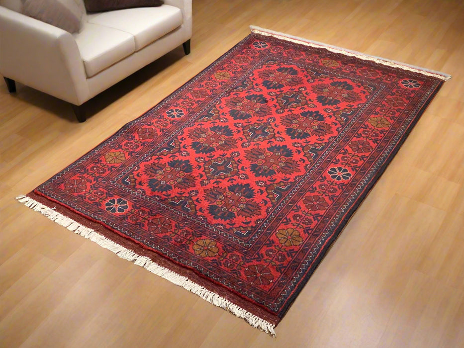 Terkaman Tribal Afghan Oriental Rug, size 3' 3" x 5"