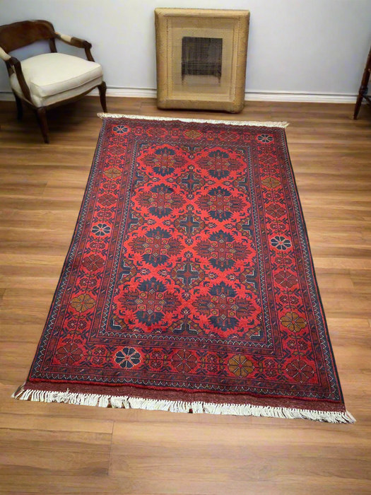 Terkaman Tribal Afghan Oriental Rug, size 3' 3" x 5"
