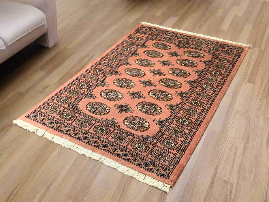 Hand-Knotted Pakistani Bokhara Rug – 100% Wool, 3" x 5" (M)