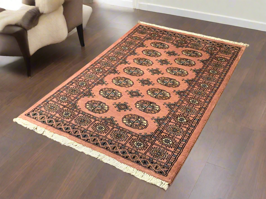 Hand-Knotted Pakistani Bokhara Rug – 100% Wool, 3" x 5" (M)