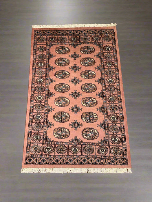 Hand-Knotted Pakistani Bokhara Rug – 100% Wool, 3" x 5" (M)