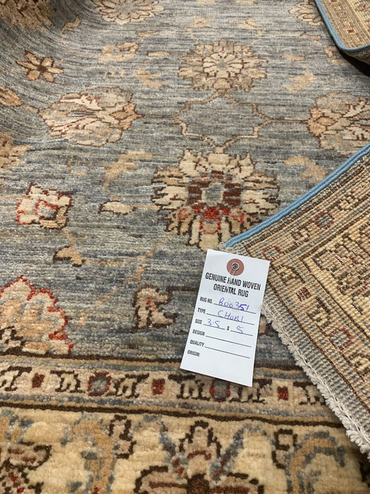 Hand-Knotted Sultanabad Vegetable-Dyed Wool Rug, 3' 5" x 5"