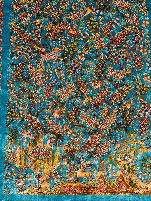 Exquisite 100% Silk Persian Design Rug – Elegant and Luxurious, size 3" x 5" (H)