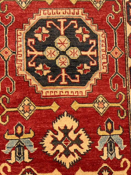 Hand-Knotted Vegetable Dye Kazak Rug from Pakistan, size 3' 4" x 5' 3"
