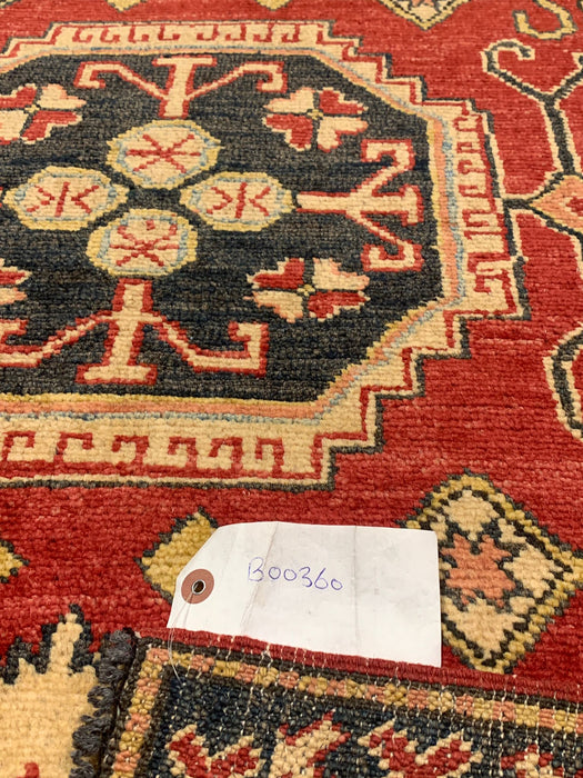 Hand-Knotted Vegetable Dye Kazak Rug from Pakistan, size 3' 4" x 5' 3"