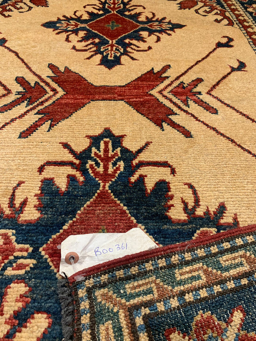 Hand-Knotted Vegetable Dye Kazak Rug from Pakistan, size 3' 3" x 5' 4"