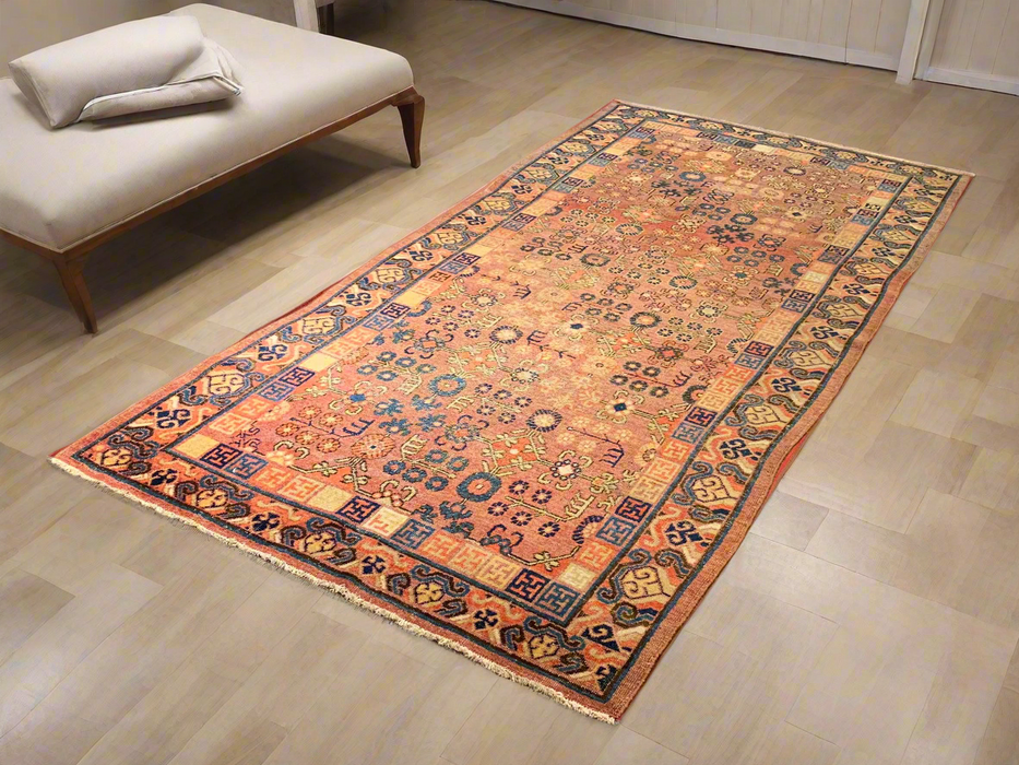 Antique Khotan Samarkand Rug, circa 1910's, size 4' 4" x 9"