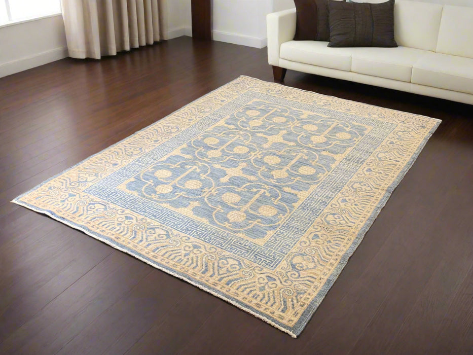 Khotan Pomegranate design Oriental Rug, size 5" x 7" (D)