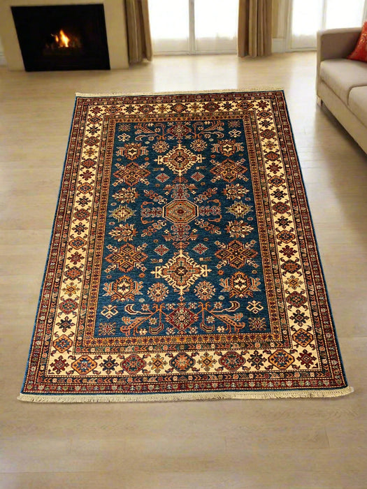 Hand-Knotted Vegetable Dye Kazak Rug from Pakistan Size : 5" x 6' 8"