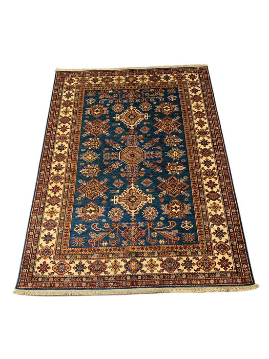Hand-Knotted Vegetable Dye Kazak Rug from Pakistan Size : 5" x 6' 8"