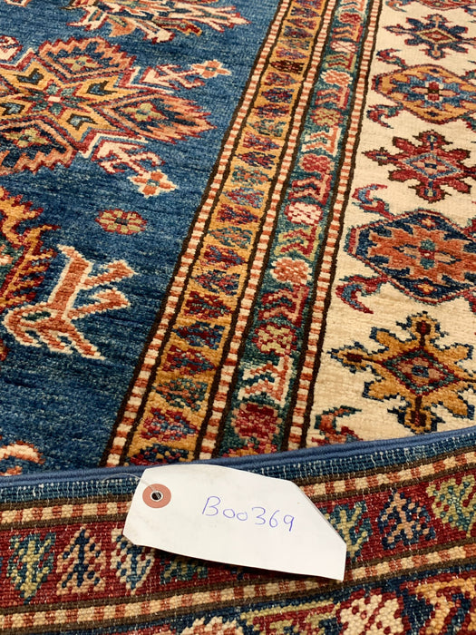 Hand-Knotted Vegetable Dye Kazak Rug from Pakistan Size 5' 10" x 7' 11"