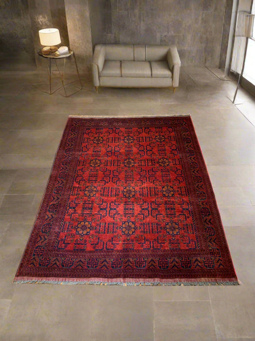 Terkaman Tribal Afghan Oriental Rug, size 6" x 8" (C)