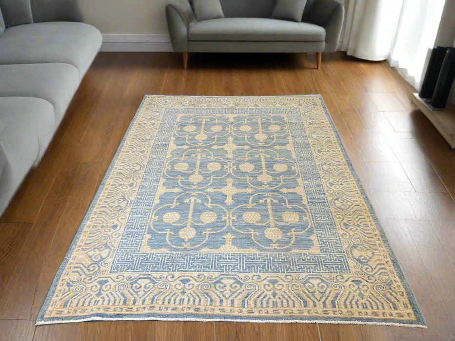 Khotan Pomegranate design Oriental Rug, size 5" x 7" (D)