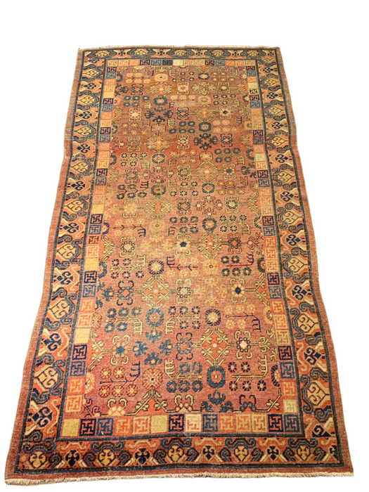 Antique Khotan Samarkand Rug, circa 1910's, size 4' 4" x 9"