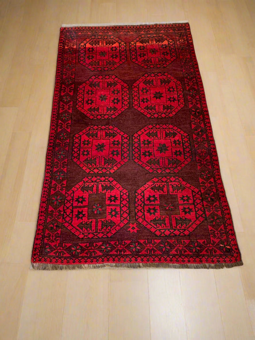 Terkaman Tribal Afghan Oriental Rug, size 4" x 7' 7"  (C) fielpa