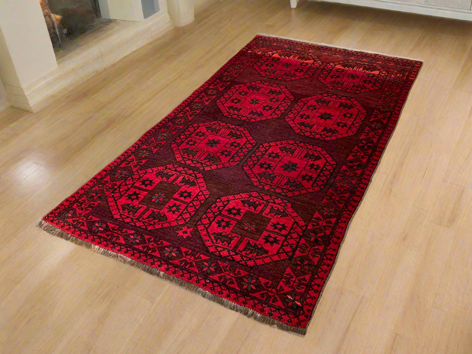 Terkaman Tribal Afghan Oriental Rug, size 4" x 7' 7"  (C) fielpa