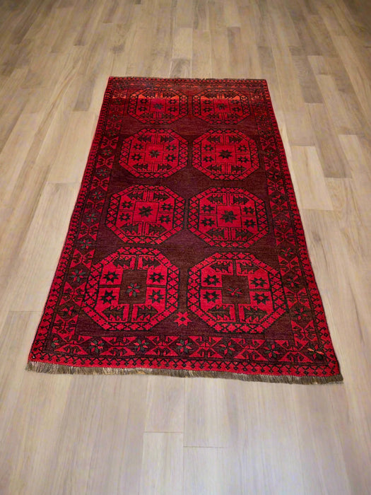 Terkaman Tribal Afghan Oriental Rug, size 4" x 7' 7"  (C) fielpa