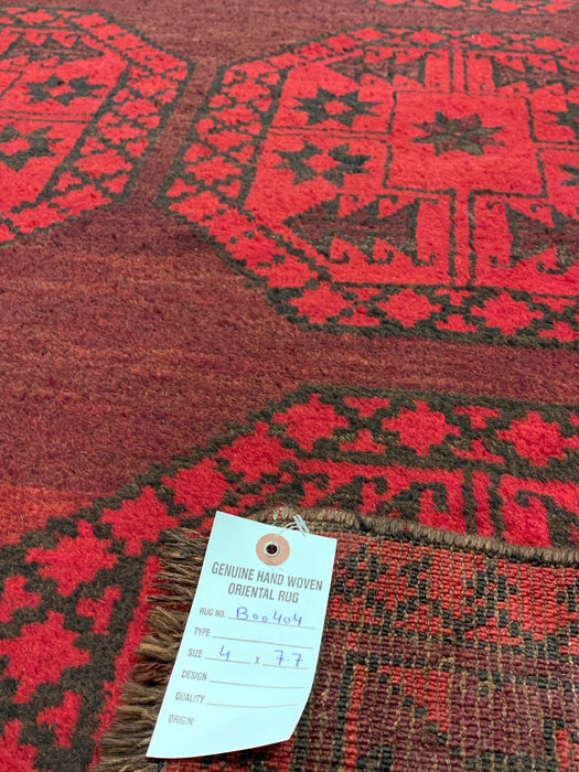 Terkaman Tribal Afghan Oriental Rug, size 4" x 7' 7"  (C) fielpa