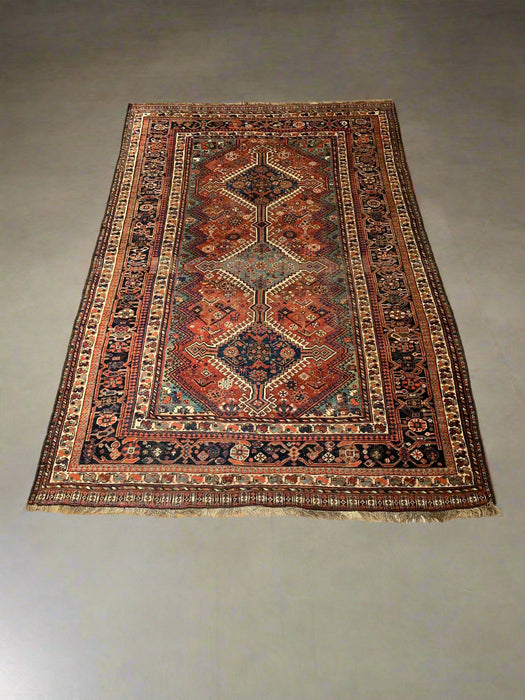 Timeless Beauty, Woven by Hand. Antique Persian Shiraz Rug, size 5' 6" x 8' 6"  (F) persina
