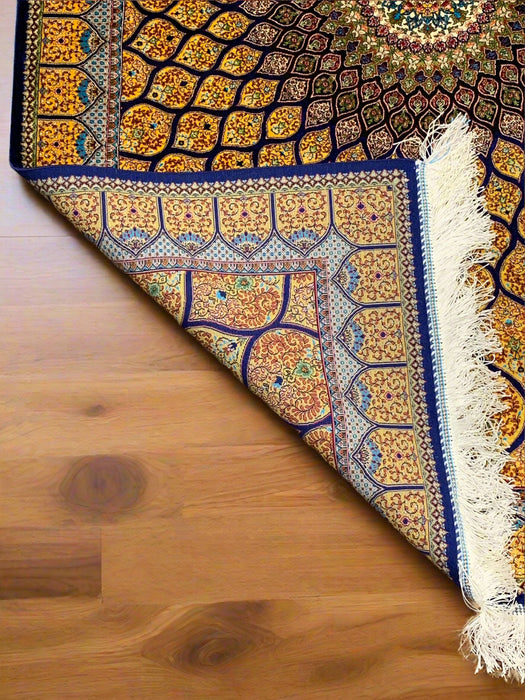 Exquisite 100% Silk Persian Design Rug – Elegant and Luxurious, size 3" x 5" (H)