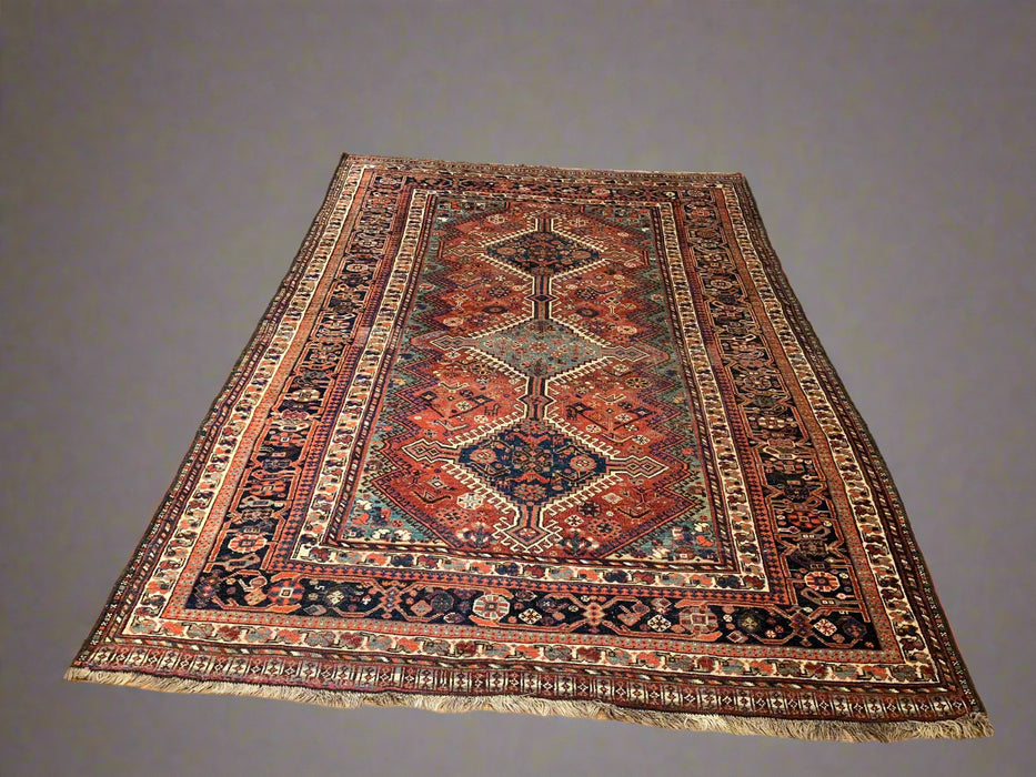 Timeless Beauty, Woven by Hand. Antique Persian Shiraz Rug, size 5' 6" x 8' 6"  (F) persina