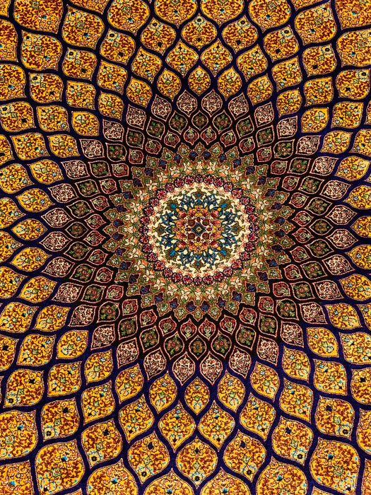 Exquisite 100% Silk Persian Design Rug – Elegant and Luxurious, size 3" x 5" (H)