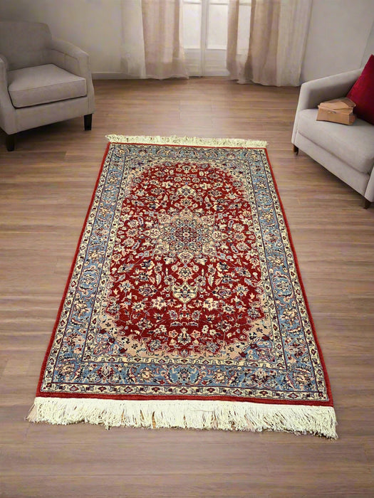 Hand-Knotted Pakistani Wool Rug, Tribal/Floral Design, size 3' 1" x 5' 2" (N) double knot