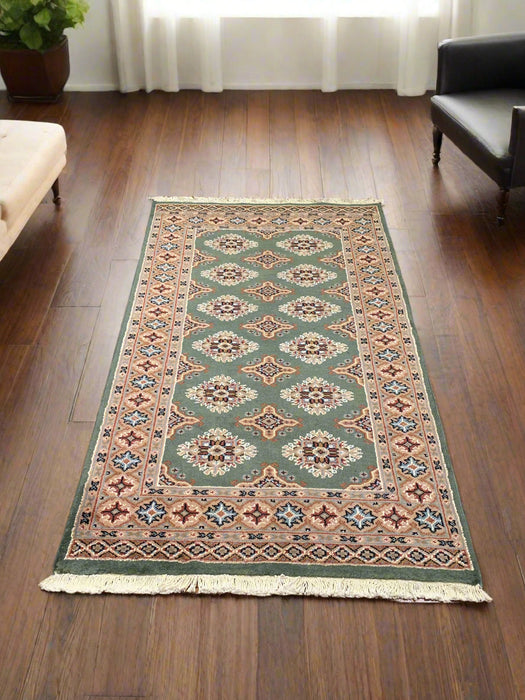 Hand-Knotted Pakistani Wool Rug, Tribal/Floral Design, size 3' 1" x 5' 2" (N)