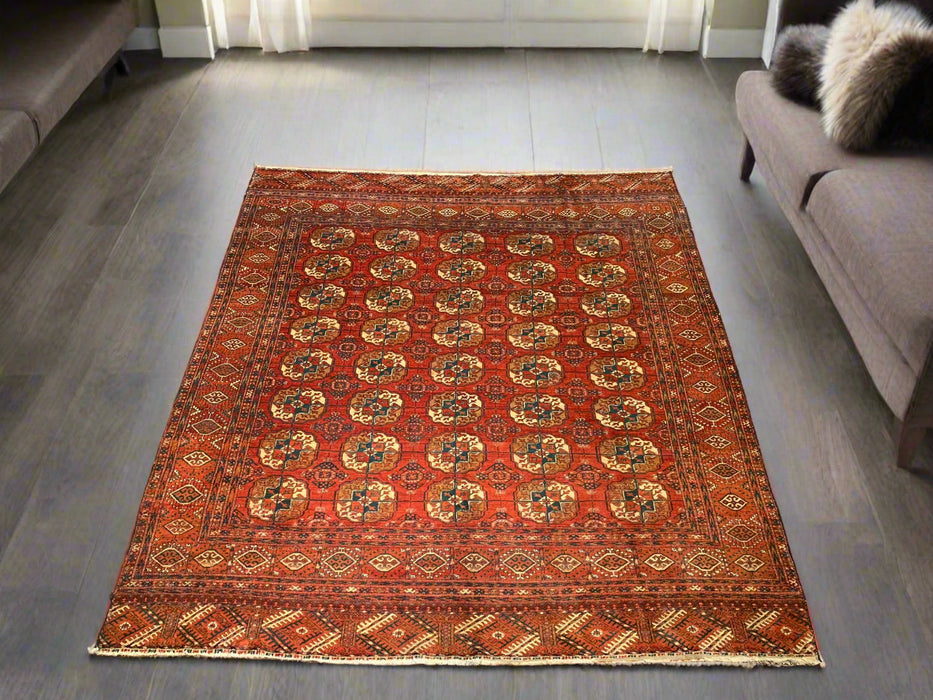 Hand-Knotted Pakistani Bokhara Rug – 100% Wool, size 6" x 7"  (M)