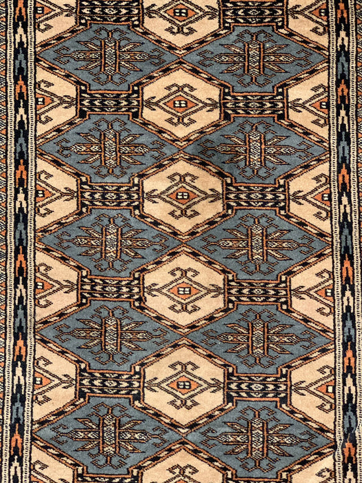 Hand-Knotted Pakistani Wool Rug, Tribal/Floral Design, size 3" x 4' 7"