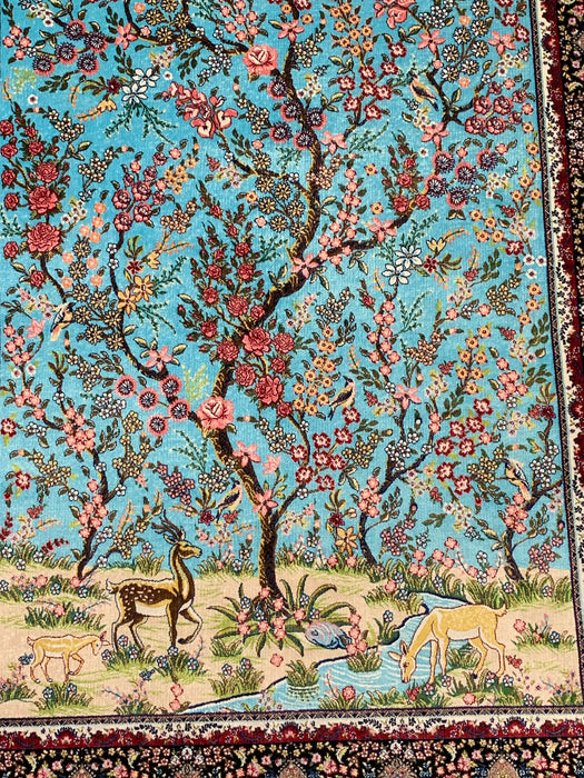 Exquisite 100% Silk Persian Design Rug – Elegant and Luxurious, size 3" x 5" (H)