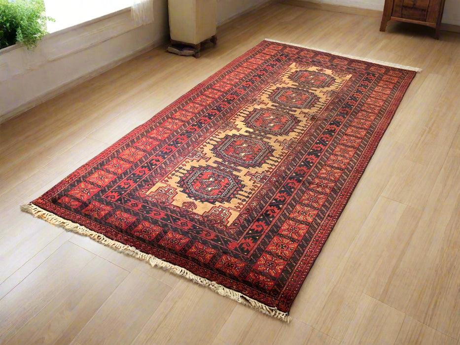 Terkaman Tribal Baluch Oriental Rug; 4' 4" x 8' 7"  (A)