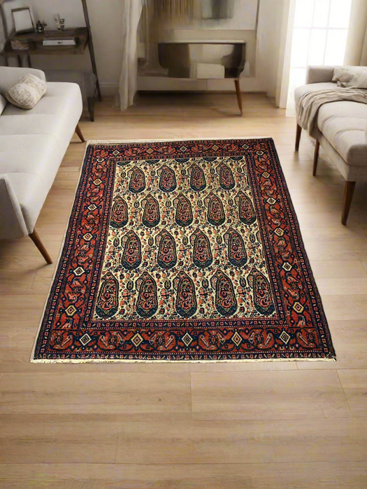 Timeless Beauty, Woven by Hand. Antique Persian Senna Rug, size 3' 6" x 4' 4" (F)