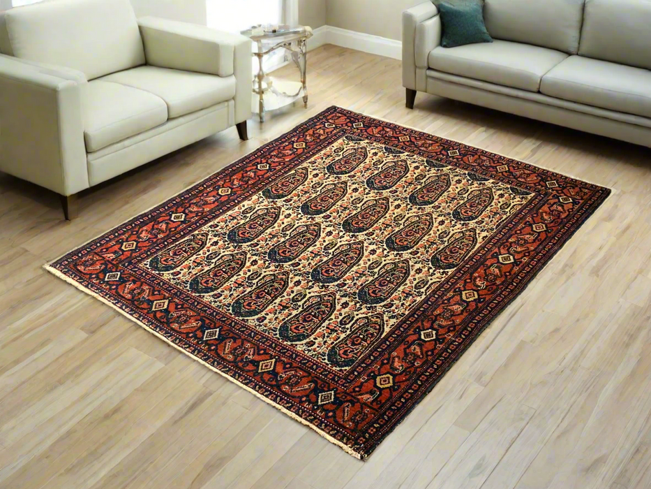 Timeless Beauty, Woven by Hand. Antique Persian Senna Rug, size 3' 6" x 4' 4" (F)