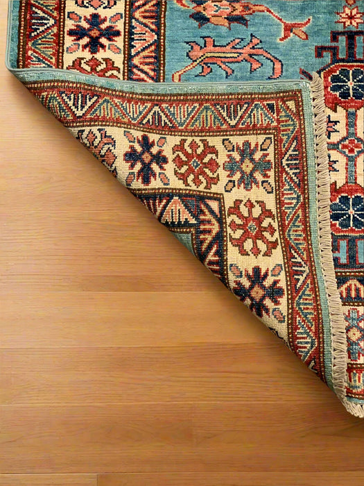 Hand-Knotted Vegetable Dye Kazak Rug from Pakistan, size 3' 4" x 5"
