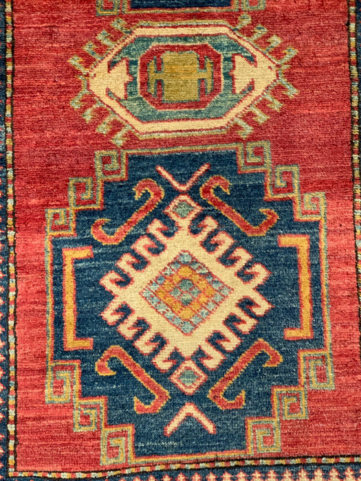 Hand-Knotted Vegetable Dye Kazak Rug from Pakistan, size 3' 4" x 5"
