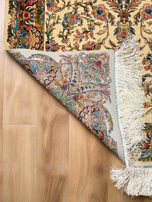 Exquisite 100% Silk Persian Design Rug – Elegant and Luxurious, size 3" x 5" (H)