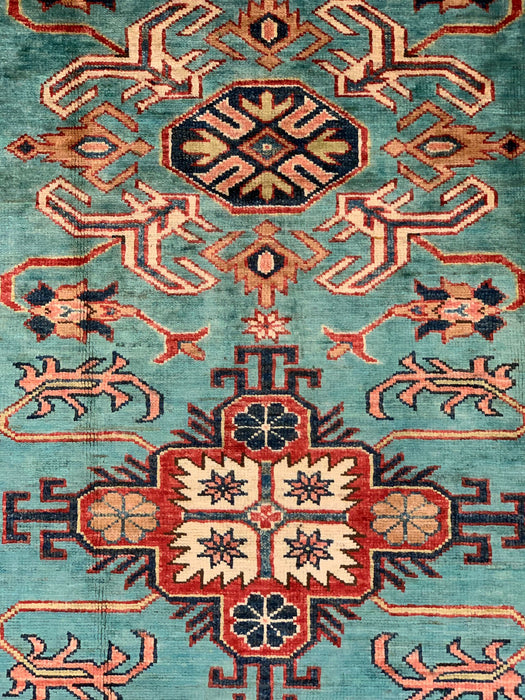 Hand-Knotted Vegetable Dye Kazak Rug from Pakistan, size 3' 5" x 5"