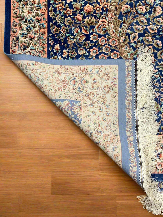 Exquisite 100% Silk Persian Design Rug – Elegant and Luxurious, size 3" x 5" (H)