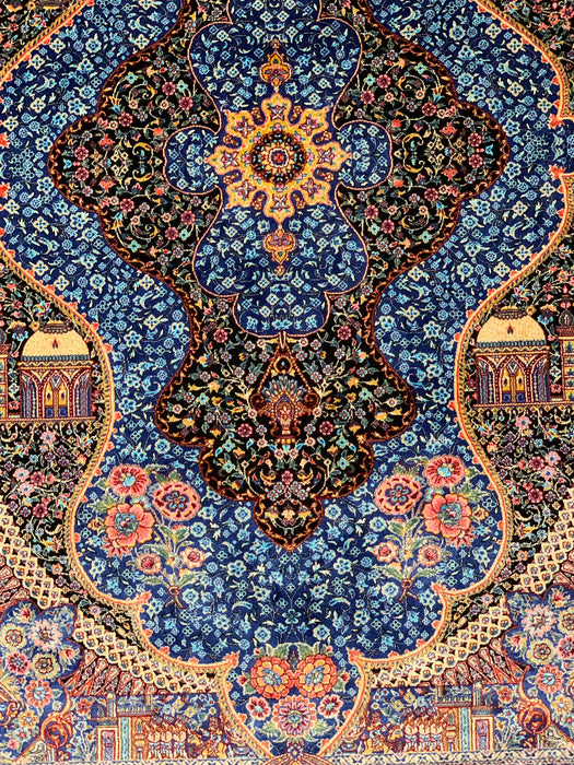 Exquisite 100% Silk Persian Design Rug – Elegant and Luxurious, size 3" x 5" (H)