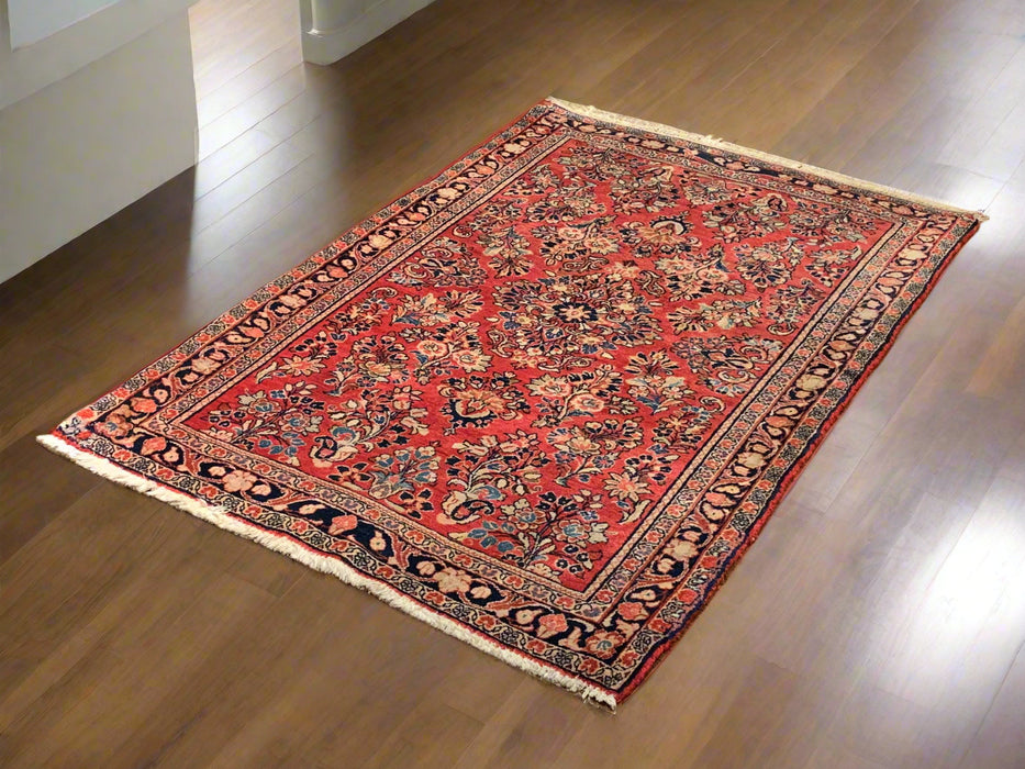 Timeless Beauty, Woven by Hand. Antique Persian Sarouk Rug, size 3' 5" x 5" (F)