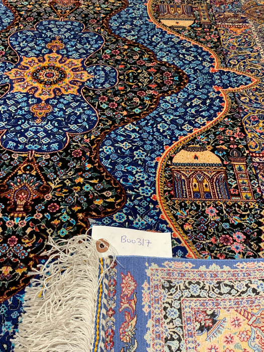 Exquisite 100% Silk Persian Design Rug – Elegant and Luxurious, size 3" x 5" (H)