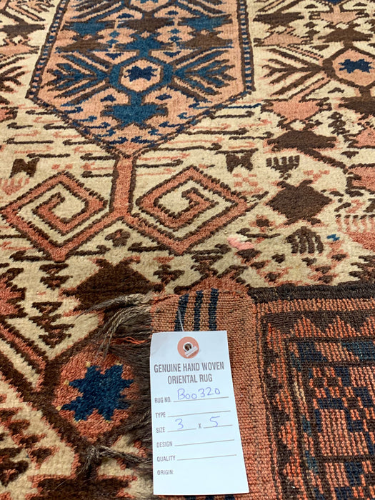 Terkaman Tribal Baluch Oriental Rug; 3" x 5" (A) Antique