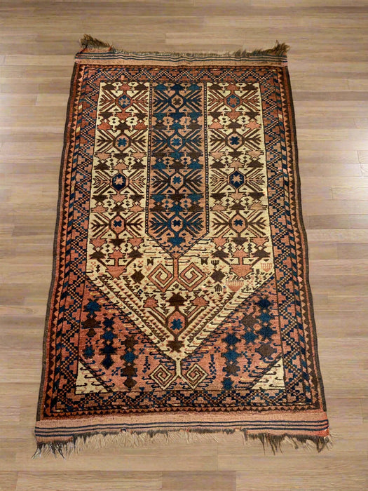 Terkaman Tribal Baluch Oriental Rug; 3" x 5" (A) Antique