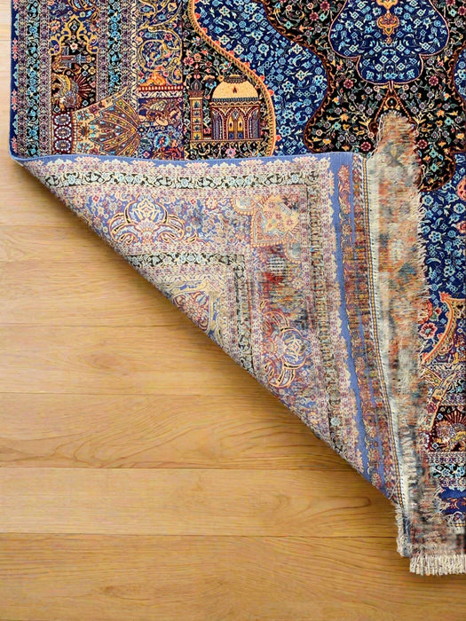 Exquisite 100% Silk Persian Design Rug – Elegant and Luxurious, size 3" x 5" (H)