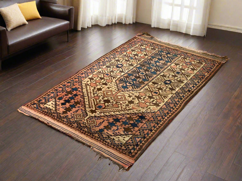 Terkaman Tribal Baluch Oriental Rug; 3" x 5" (A) Antique