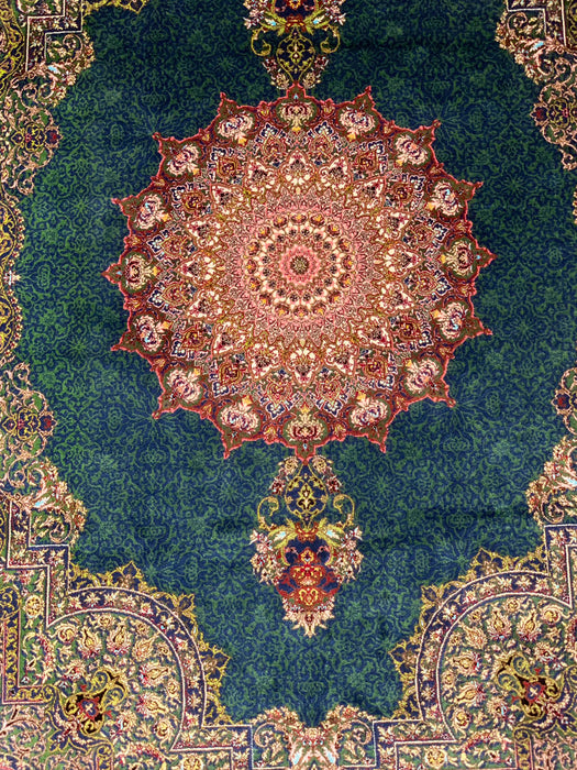 Exquisite 100% Silk Persian Design Rug – Elegant and Luxurious, size 3" x 5" (H)